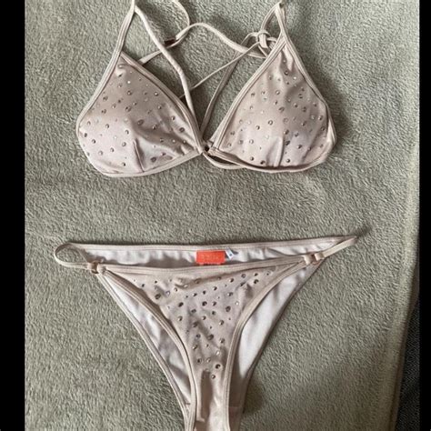 River Island Nude Diamond Bikini Set Size Depop