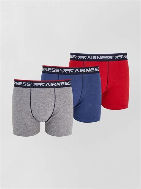 Lot De Boxers Airness Rouge Gris Bleu Kiabi