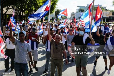 Us Cuban Protest Flag Photos And Premium High Res Pictures Getty Images