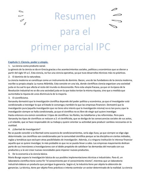 1er Parcial Editar Zhsjsjjsjwjqj Resumen Para El Primer Parcial IPC