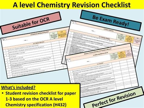 Ocr A Level Chemistry Specification Checklist Teaching Resources