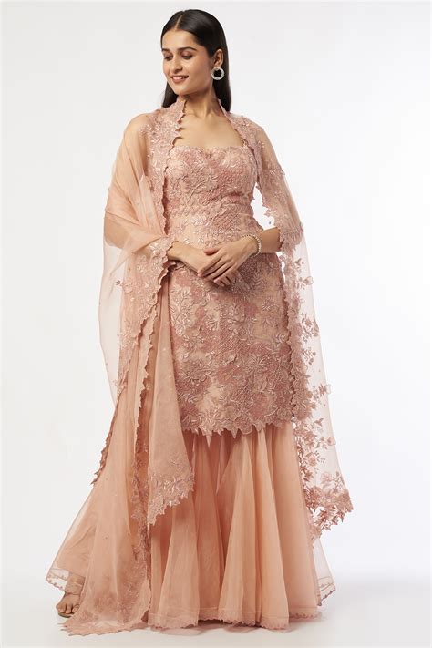 Nude Organza Crepe Sharara Set By Anushree Reddy At Pernia S Pop Up Shop