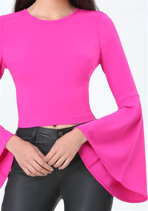 Lyst Bebe Bell Sleeve Top In Pink