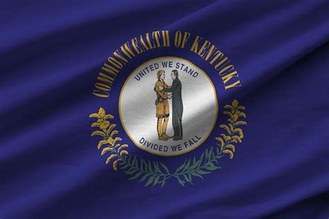 Premium Photo Kentucky Us State Flag With Big Folds Waving Close Up