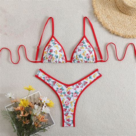 QUNYINEY Two Piece Swimsuit Women Bikini Floral Bathing Suit High Waisted Swimsuit Sets
