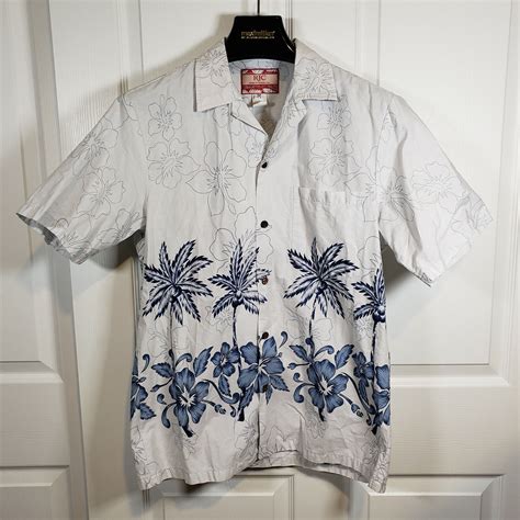 Rjc Mens Medium Shirt Hawaiian Camp Button Front Flor… Gem