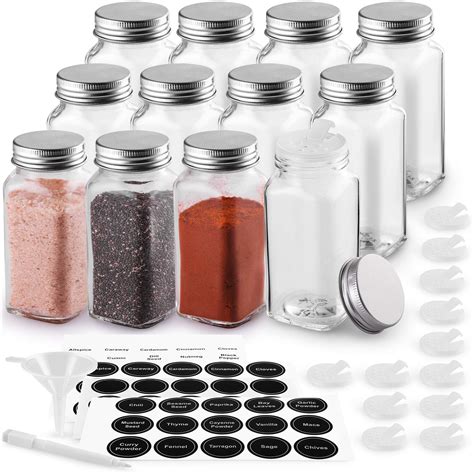 Buy Zulay Kitchen 12 Pack Glass Spice Jars With Labels And Shaker