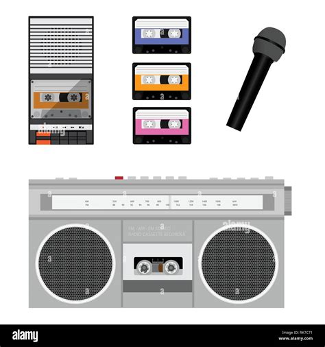 Retro Outdated Portable Stereo Boombox Radio Cassette Recorder From 80s