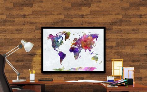 Quadro Decorativo Mapa M Ndi Colorido Moldura Rc Elo