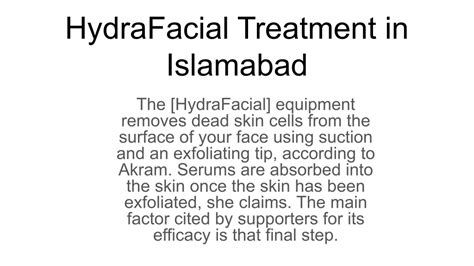 Ppt Hydrafacial Treatment In Islamabad Powerpoint Presentation Free