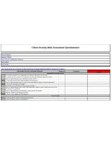 11 Security Assessment Questionnaire Templates In Ms Word Ms Excel Pdf