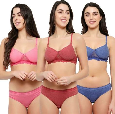 Buy Tace Women Multicolor Solid Cotton Blend Pack Of Lingerie Sets