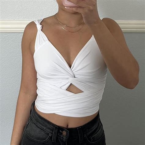 Lioness White Wrap Top Size Small Lioness Depop