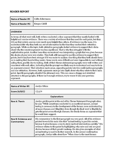 copy  template  reader report reader report   reader
