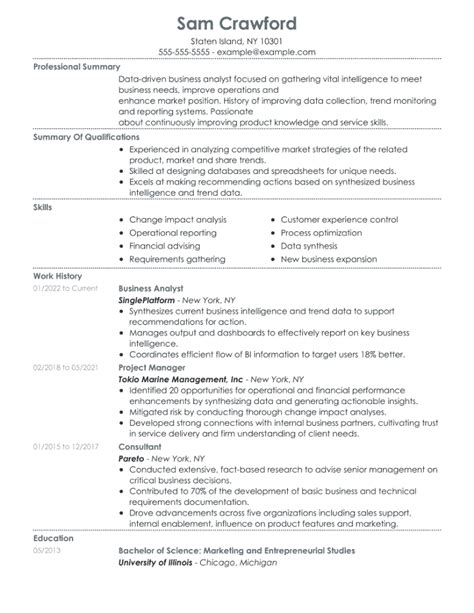 Business Analyst Resume Examples Pdf Samples And Tips