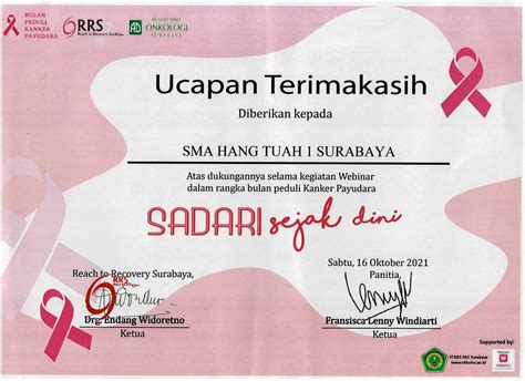 Ucapan Terima Kasih Terkait Bulan Peduli Kanker Payudara Sma Hang