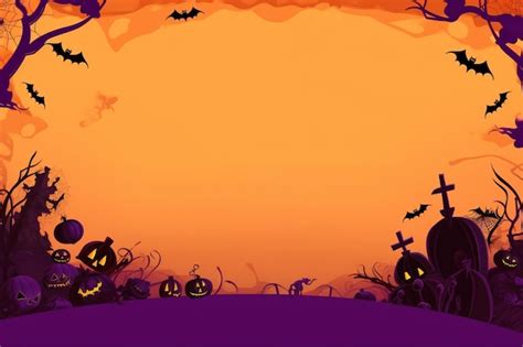 Premium Ai Image A Halloween Scene With Pumpkins And Bats