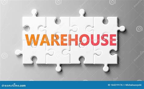 Warehouse Complex Like A Puzzle Pictured As Word Warehouse On A