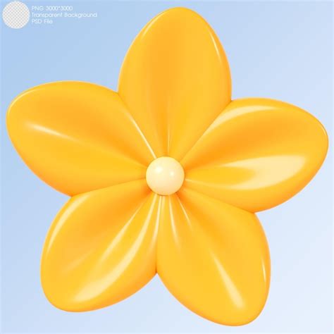 Rendu 3d Fleur Jaune Isolée Sur Fond PSD Premium