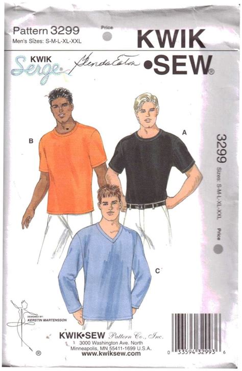 Kwik Sew Men S Shirt Size S M L Xl Uncut Sewing Pattern