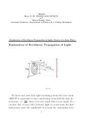 Explanation Of Rectilinear Propagation Of Light Theory Of A Course Hero