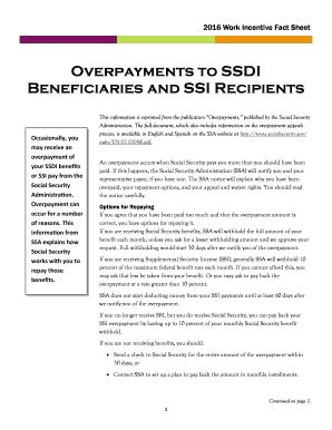 Fillable Online Overpayments To Ssdi Fax Email Print Pdffiller