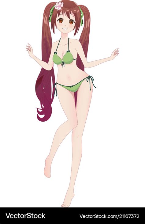 Beautiful Anime Manga Girl In Bikini Royalty Free Vector