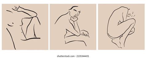 Set Hand Drawn Naked Woman Body Stock Vector Royalty Free Shutterstock