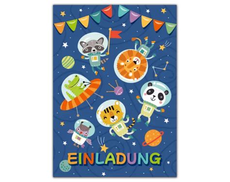 Einladungskarten Zum Kindergeburtstag Astronaut Einladungen Geburtstag