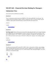 Mgmt Quiz Docx Mgmt Financial Decision Making For