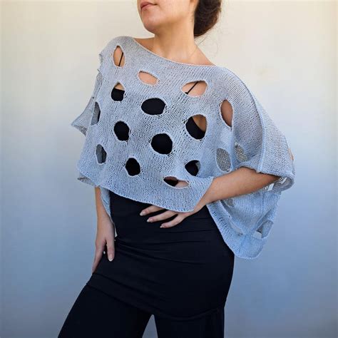 Half Sleeve Oversize Mesh Top Knitted Hollow Sweater See Through