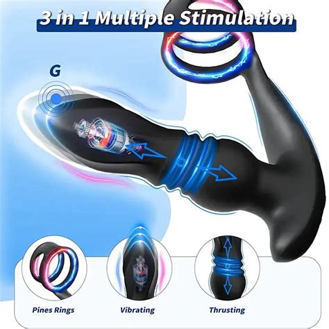 Thor Thrusting Vibrating Prostate Massager With Double Cock Rings