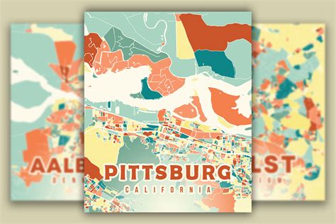 Pittsburg California Colorful Map Graphic By Poster Boutique · Creative Fabrica