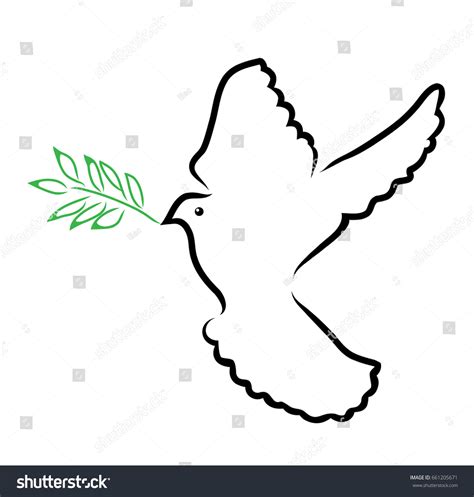 Vector Illustration Dove Silhouette Olive Branch เวกเตอร์สต็อก ปลอด