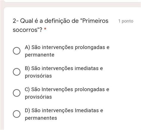 Qual A Defini O De Primeiros Socorros Brainly Br