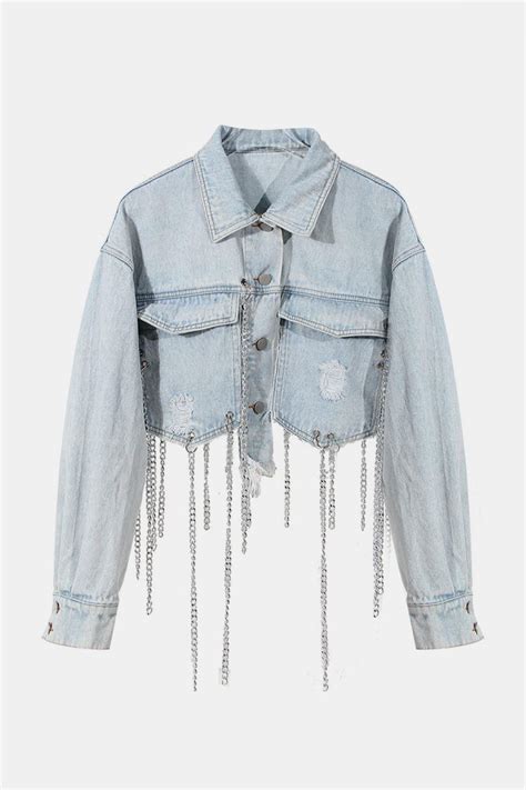 Dream Architect Denim Jacket With Chain Decoration Tops Dresses