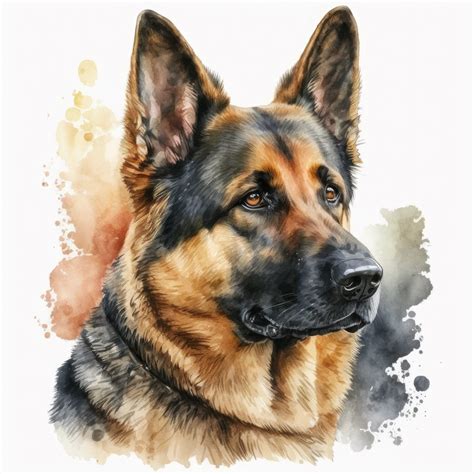 Artstation German Shepherd Dog Portrait Watercolor Painting