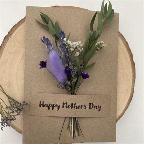 Mothers Day Dried Flowers Card By Zoes Blooms