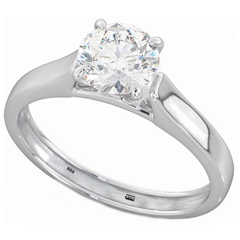 925 Silver Round Cubic Zirconia Cz Solitaire Wedding Engagement Ring