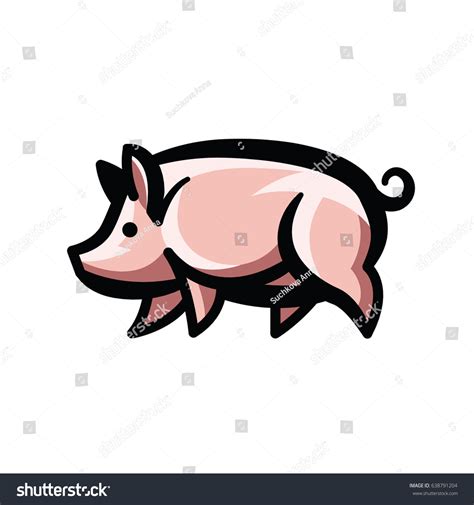 Colorful Stylized Drawing Pig Swine Icon