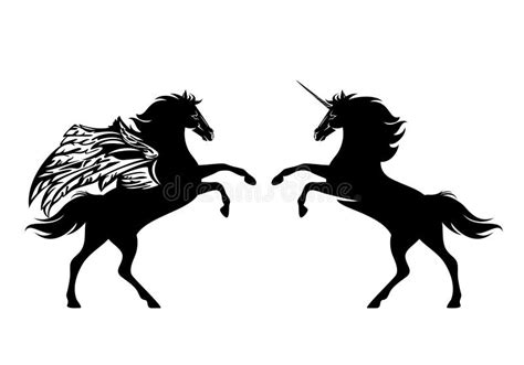 Silhouette Winged Unicorn Stock Illustrations 282 Silhouette Winged