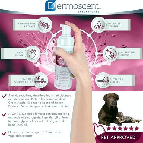 Dermoscent ATOP7 Mousse for dogs & cats, 150ml dry bath spray ...