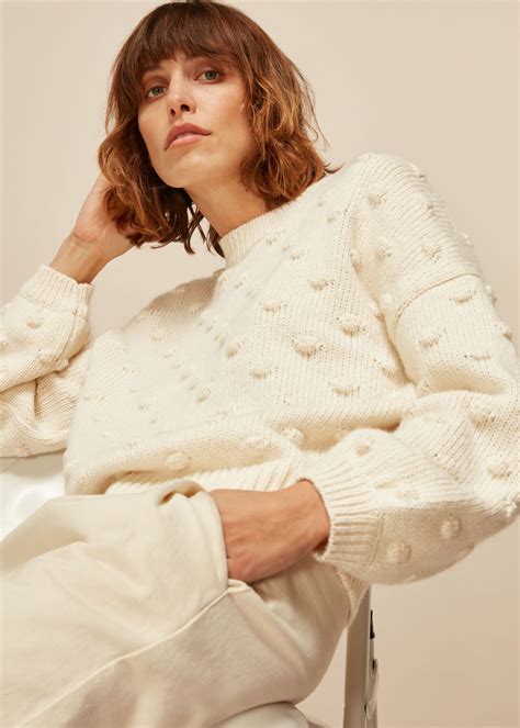 Ivory Bobble Knitted Jumper Whistles Whistles Uk