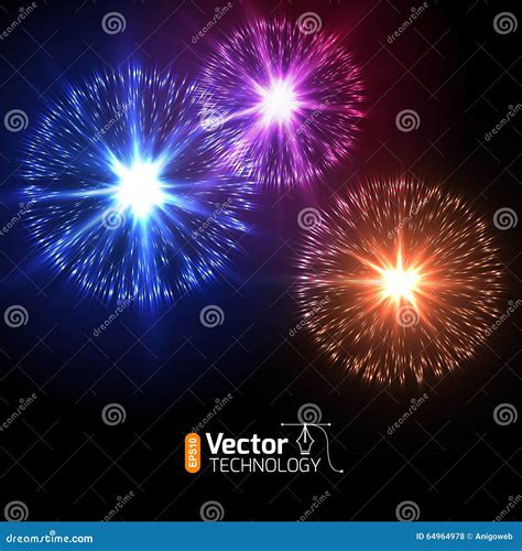 Realistic Vector Fireworks Stock Vector Illustration Of Fire 64964978