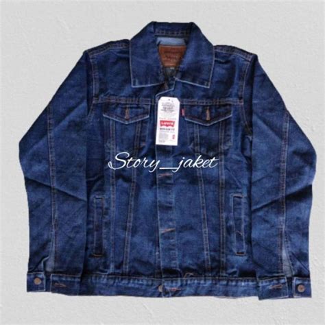 Jual Jaket Jeans Biowash Biru Tua Pria Premium Jacket Jeans Biru Tua