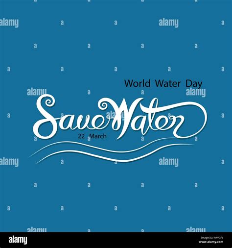 Blue Save Water Typographical Design Elements World Water Day Icon