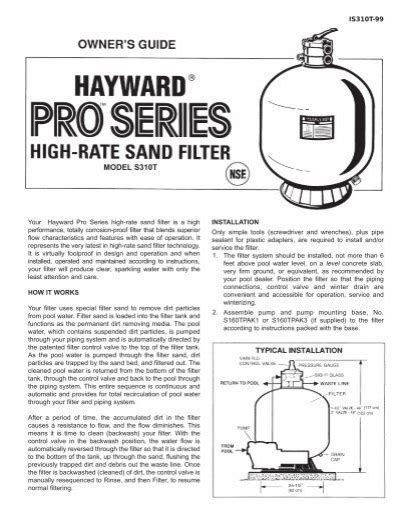 Hayward Pro Series High Rate Sand Filter Model S T