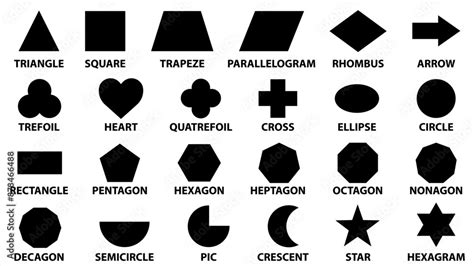 basic geometric shapes  names school geometry vector diagram