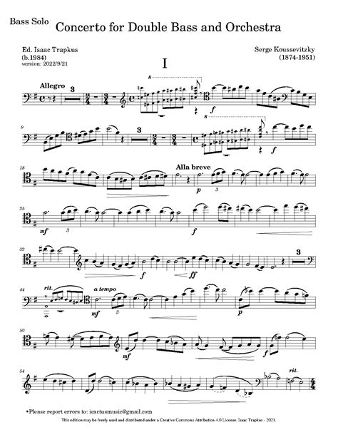 Double Bass Concerto, Op.3 (Koussevitzky, Serge) - IMSLP: Free Sheet ...