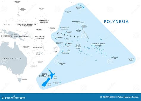 Polynesia Subregion Of Oceania Political Map Stock Vector